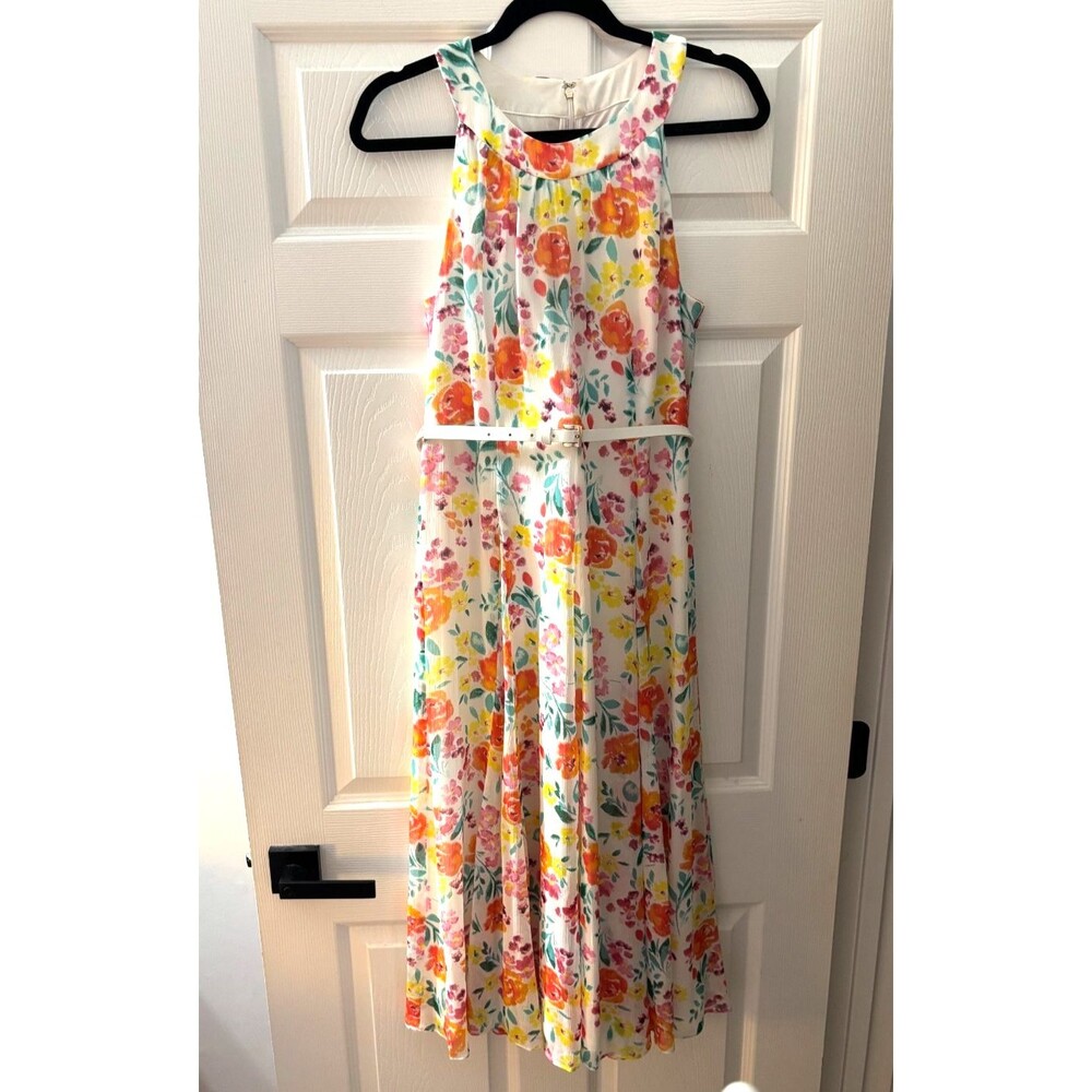 Tommy Hilfiger Women’s Maxi Dress 8 Floral Belted High Neck Sleeveless Summer